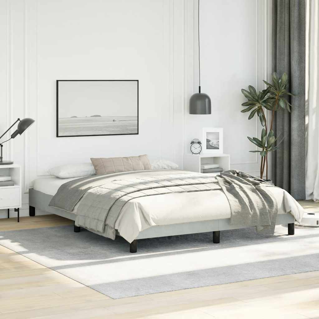világosszürke bársony ágykeret matrac nélkül 152 x 203 cm queen size méret