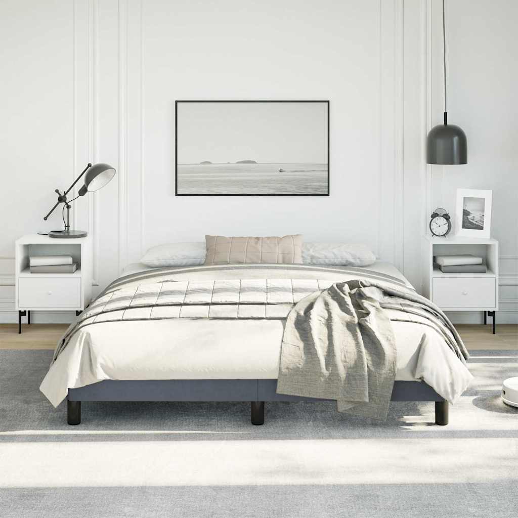 sötétszürke bársony ágykeret matrac nélkül 152 x 203 cm queen size méret