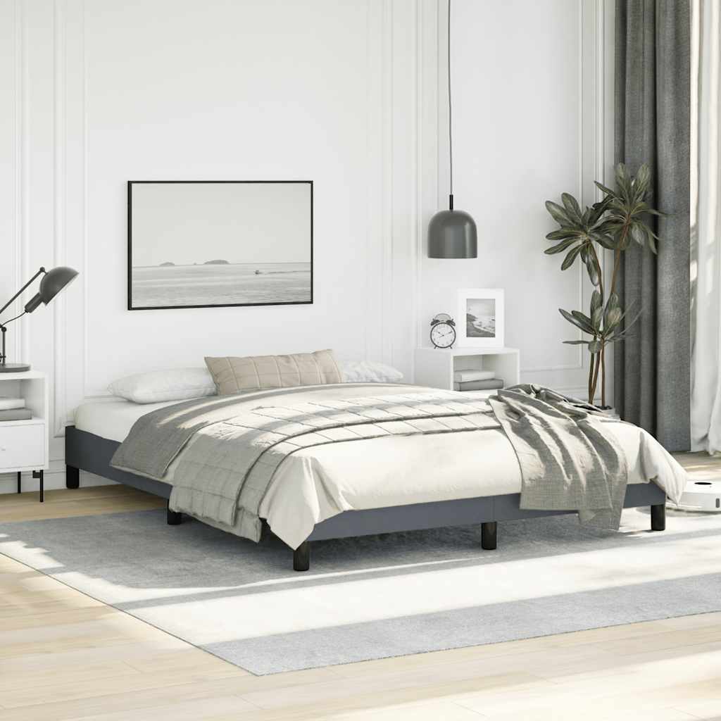 sötétszürke bársony ágykeret matrac nélkül 152 x 203 cm queen size méret