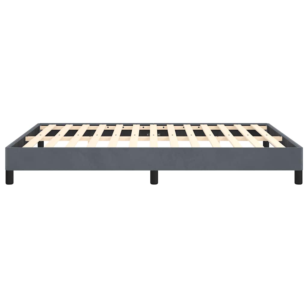 sötétszürke bársony ágykeret matrac nélkül 152 x 203 cm queen size méret