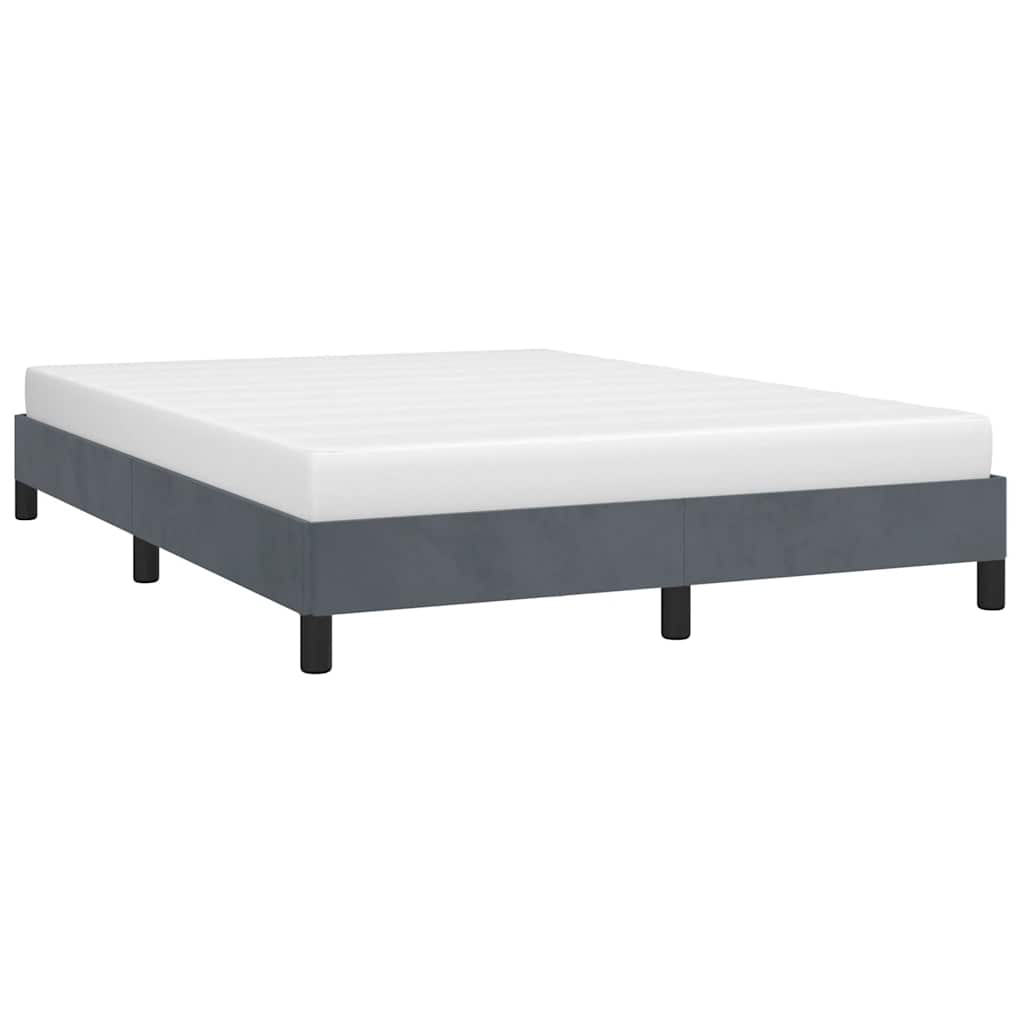 sötétszürke bársony ágykeret matrac nélkül 152 x 203 cm queen size méret
