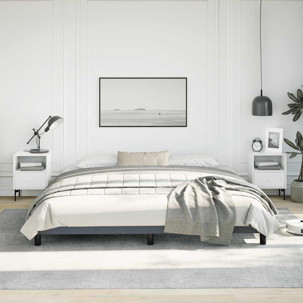 sötétszürke bársony ágykeret matrac nélkül 193 x 203 cm king size méret