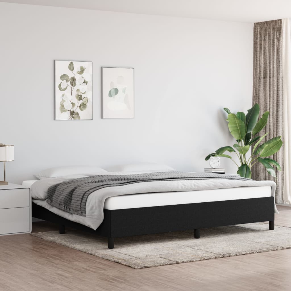 fekete szövet ágykeret matrac nélkül 200 x 200 cm