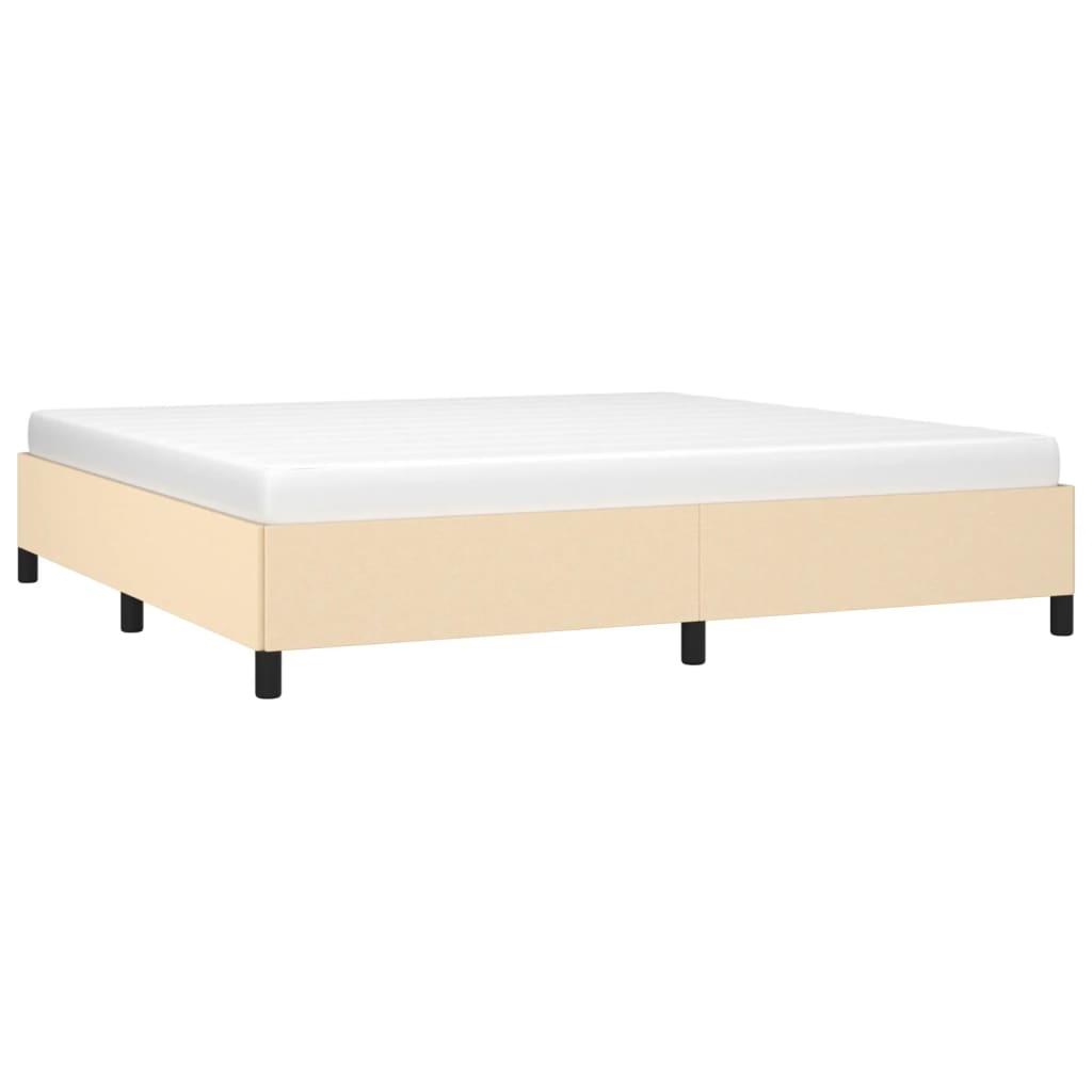 krémszínű szövet ágykeret matrac nélkül 200 x 200 cm