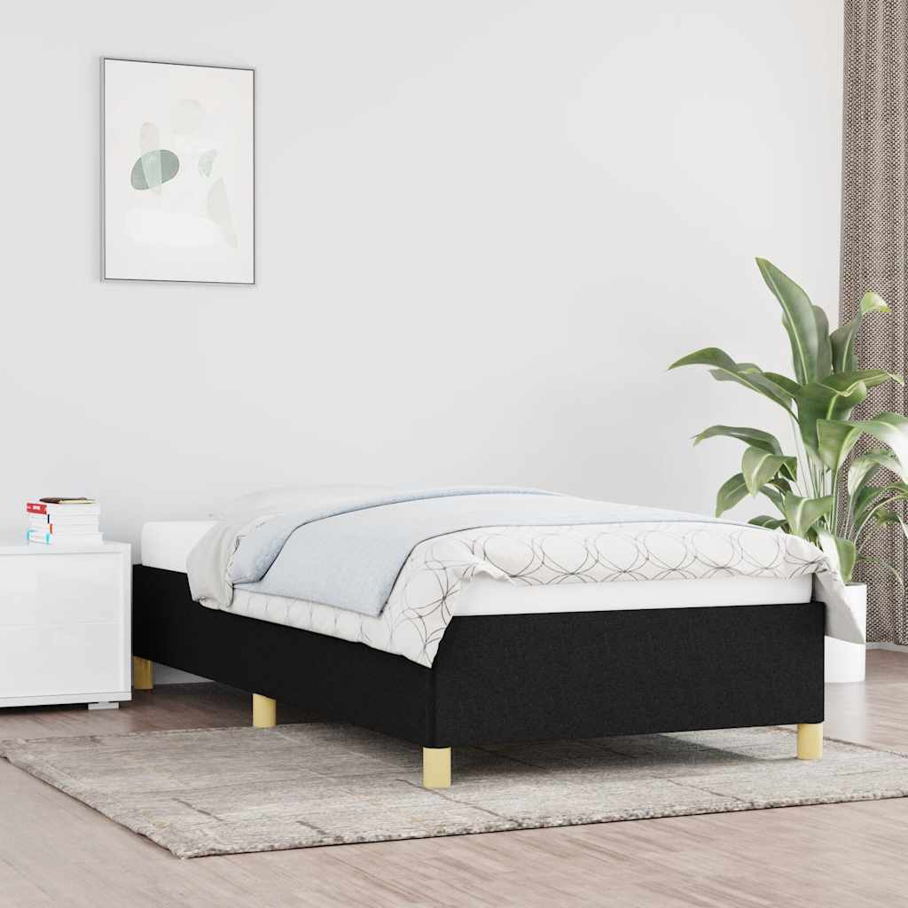 fekete szövet ágykeret matrac nélkül 100x200 cm