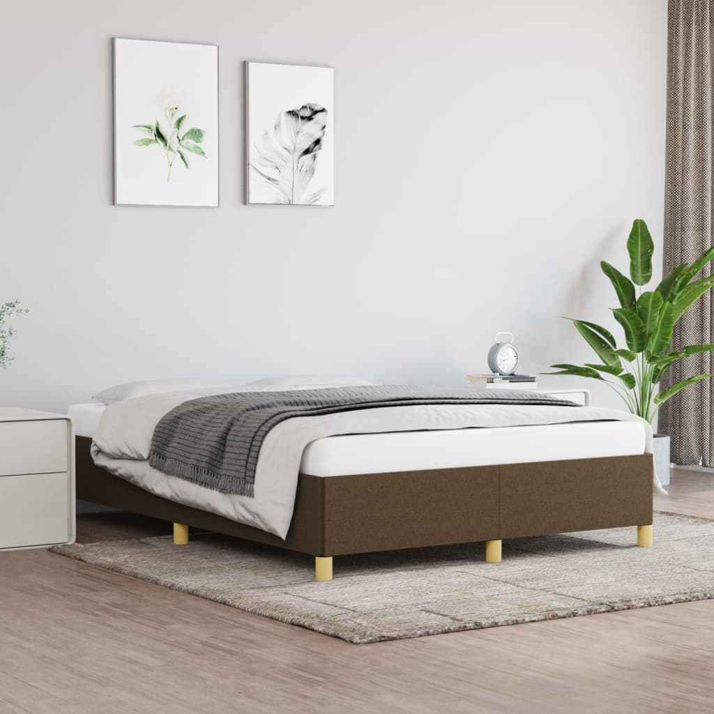 sötétbarna szövet ágykeret matrac nélkül 140 x 190 cm
