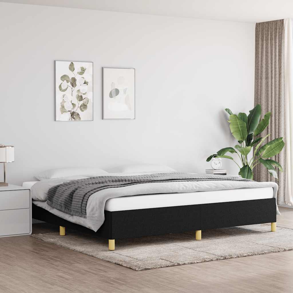 fekete szövet ágykeret matrac nélkül 200 x 200 cm