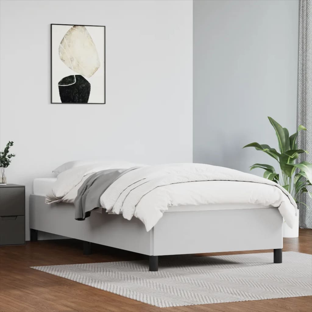 fehér műbőr ágykeret matrac nélkül 90x190 cm