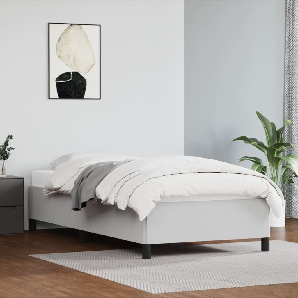 fehér műbőr ágykeret matrac nélkül 100x200 cm