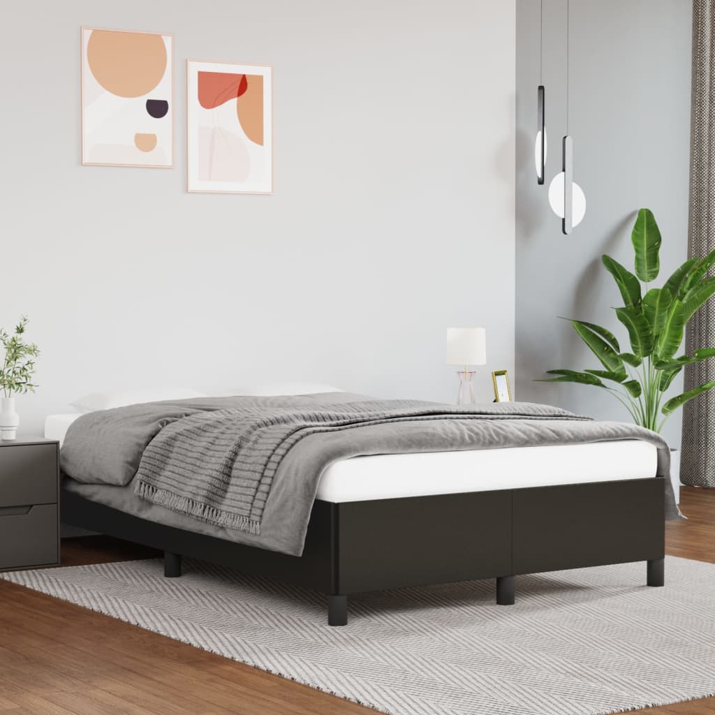 fekete műbőr ágykeret matrac nélkül 120 x 200 cm