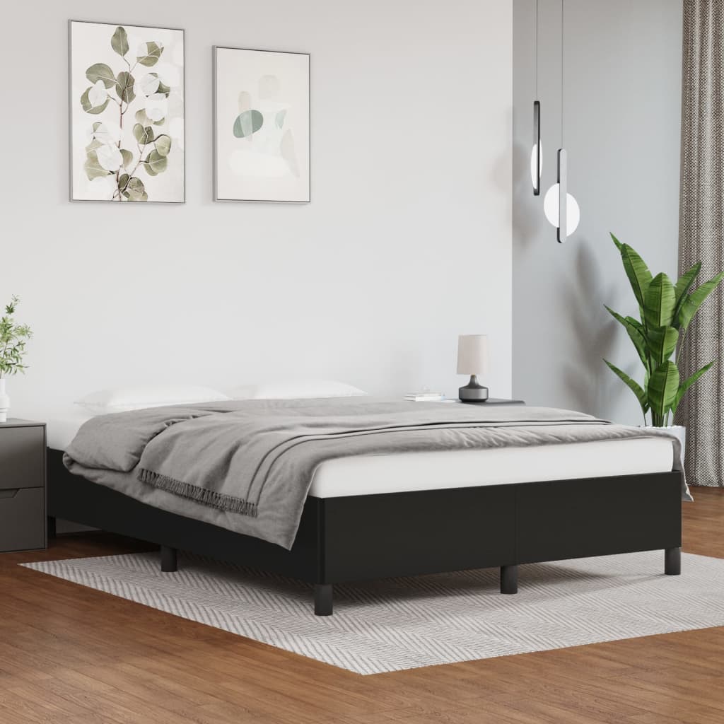 fekete műbőr ágykeret matrac nélkül 140x200 cm