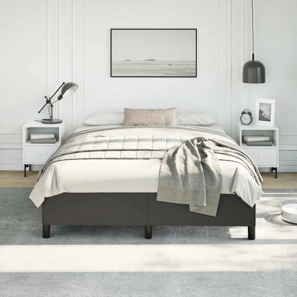 fekete műbőr ágykeret matrac nélkül 152 x 203 cm queen size műbőr
