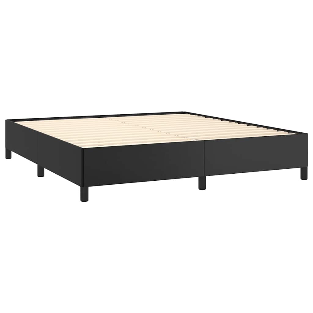 fekete műbőr ágykeret matrac nélkül 152 x 203 cm queen size műbőr