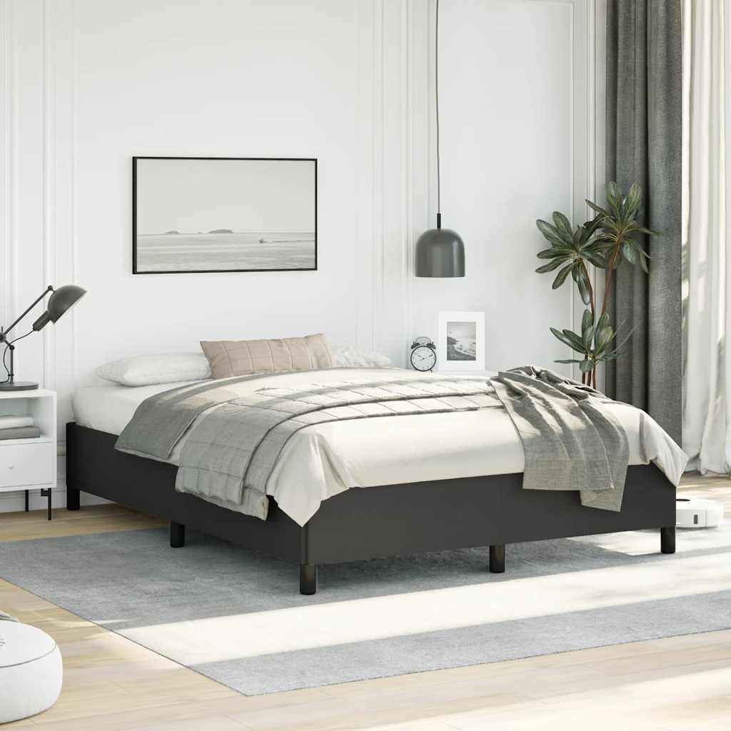 fekete műbőr ágykeret matrac nélkül 152 x 203 cm queen size műbőr