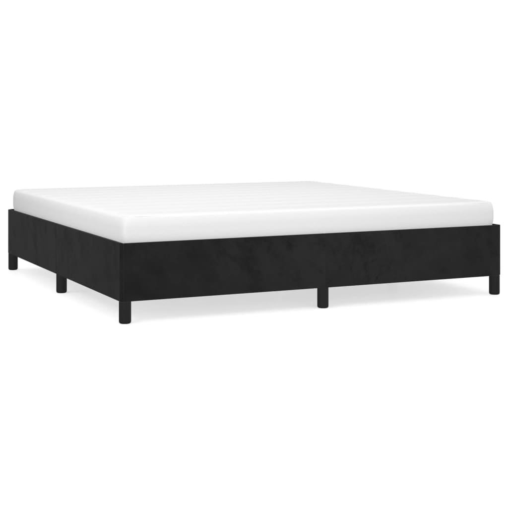 fekete bársony ágykeret matrac nélkül 200 x 200 cm