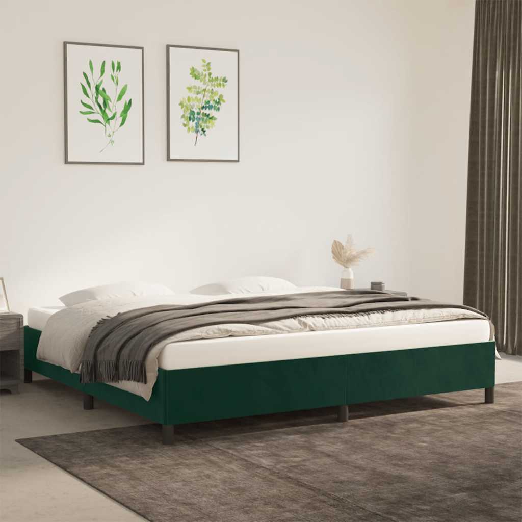 sötétzöld bársony ágykeret matrac nélkül 200x200 cm