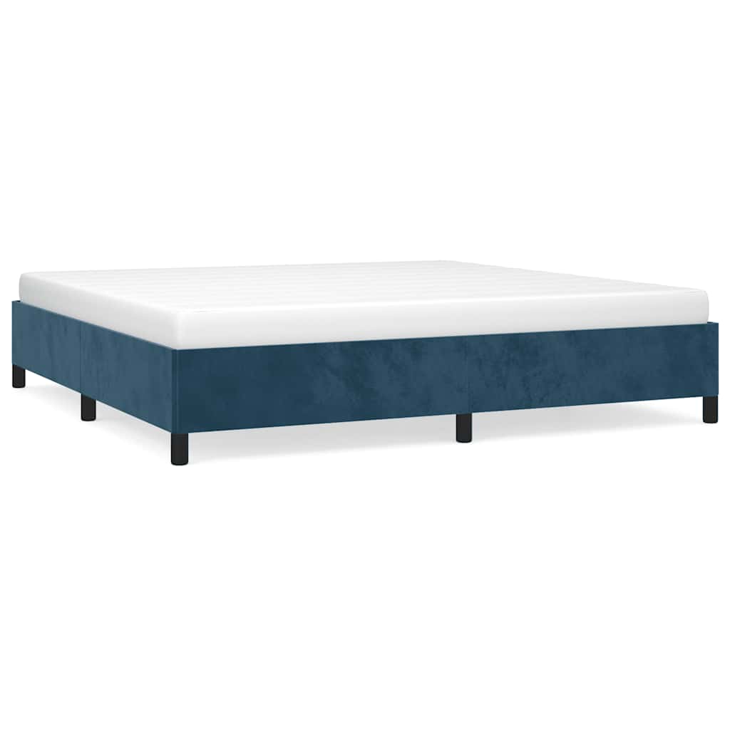 sötétkék bársony ágykeret matrac nélkül 200x200 cm