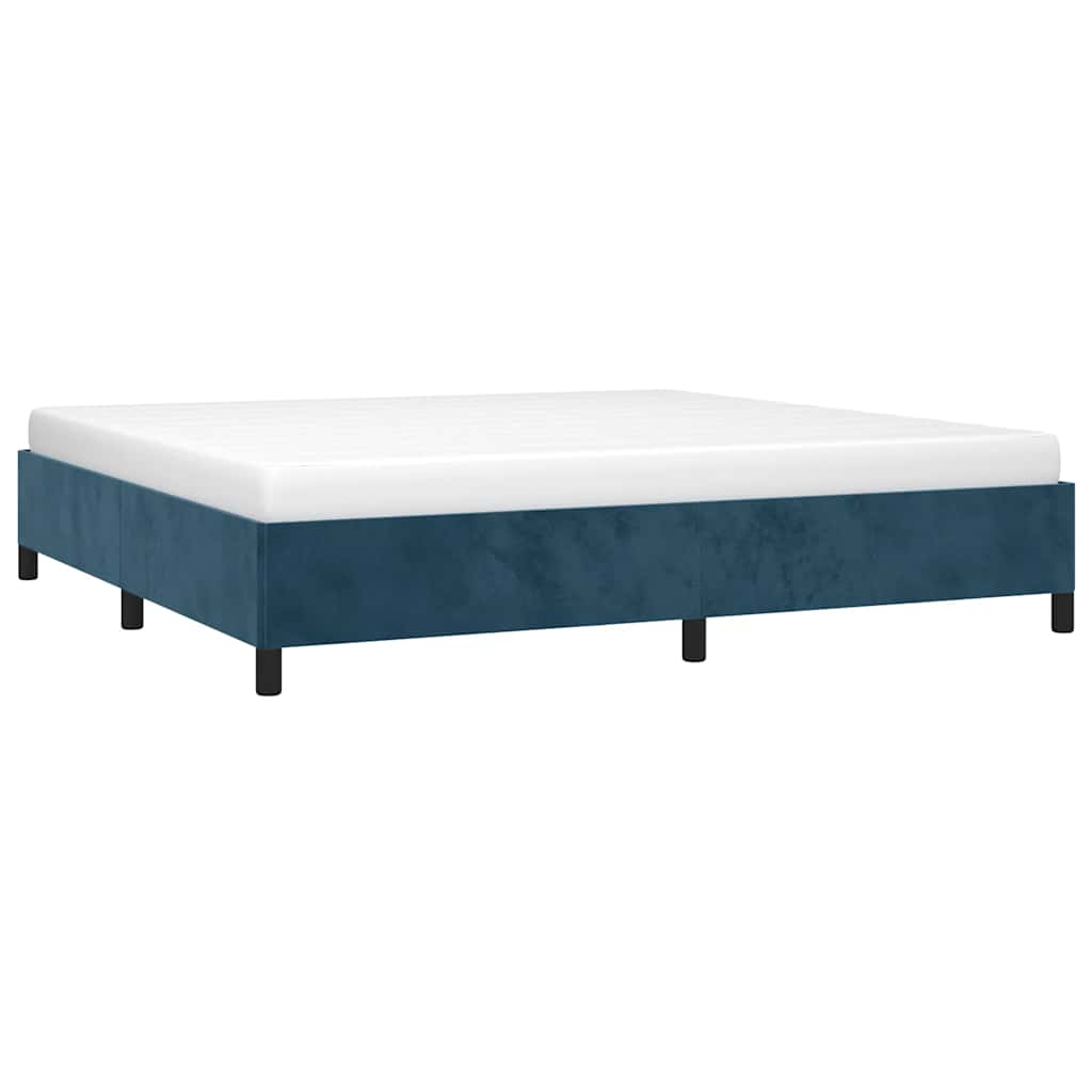 sötétkék bársony ágykeret matrac nélkül 200x200 cm