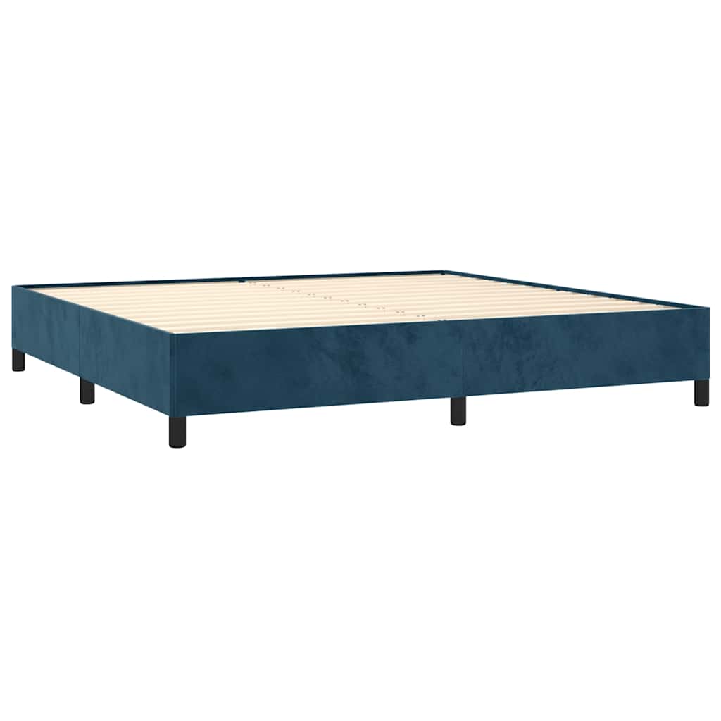 sötétkék bársony ágykeret matrac nélkül 200x200 cm