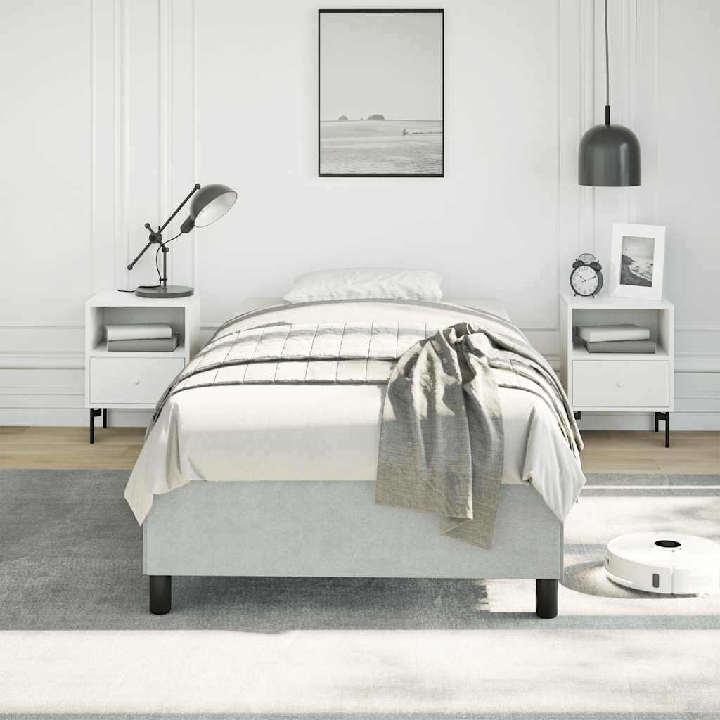 világosszürke ikerágykeret matrac nélkül 100 x 203 cm XL bársony
