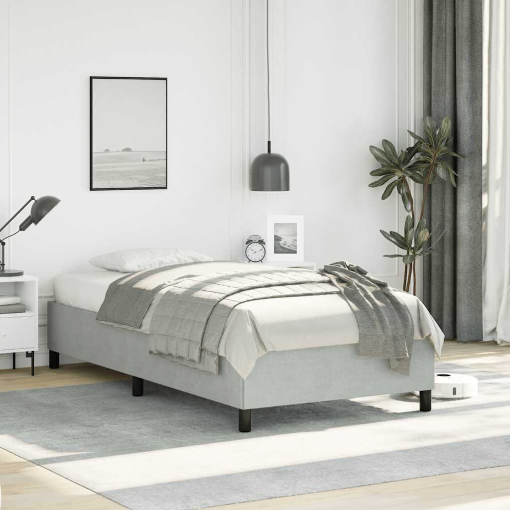 világosszürke ikerágykeret matrac nélkül 100 x 203 cm XL bársony