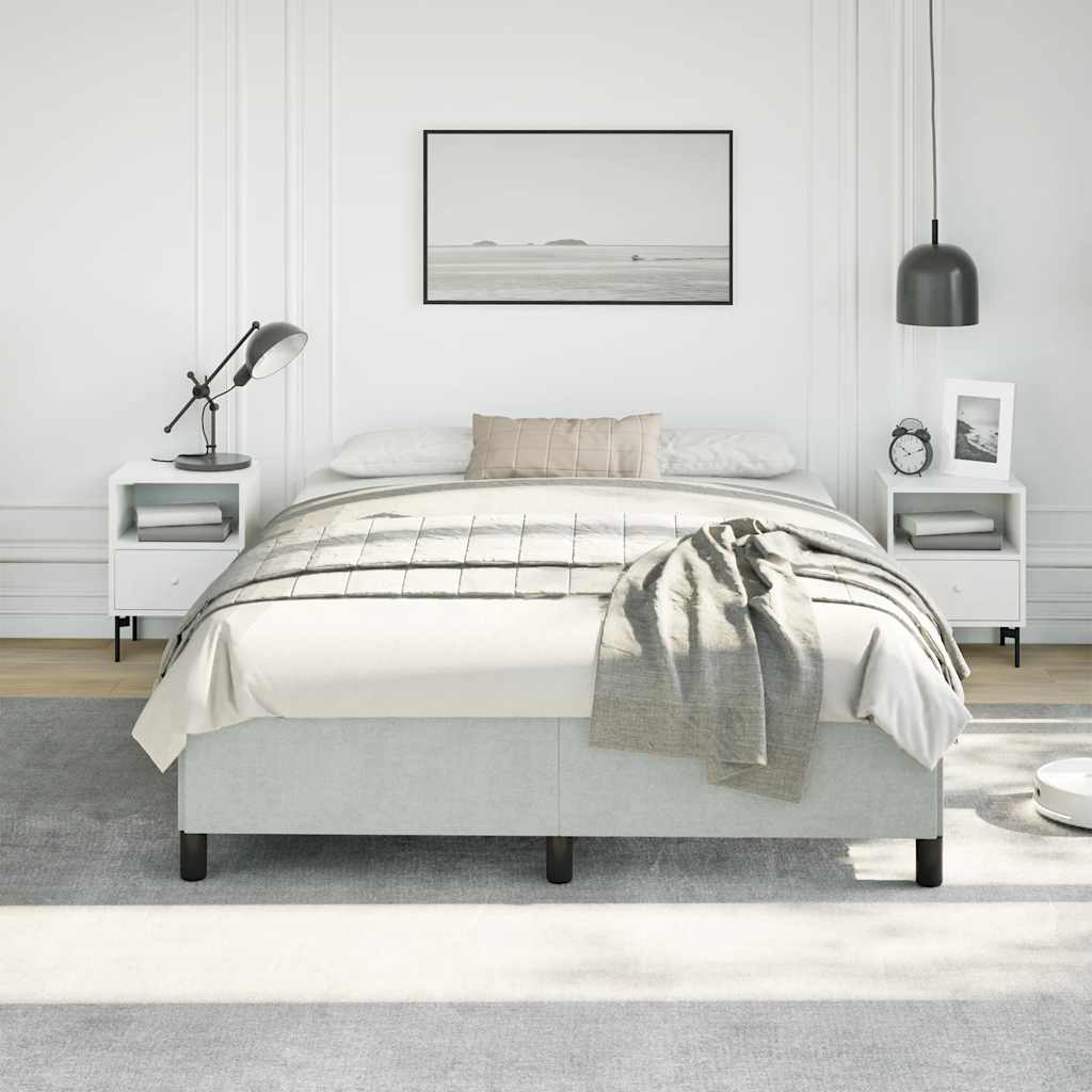világosszürke bársony ágykeret matrac nélkül 152 x 203 cm queen size méret