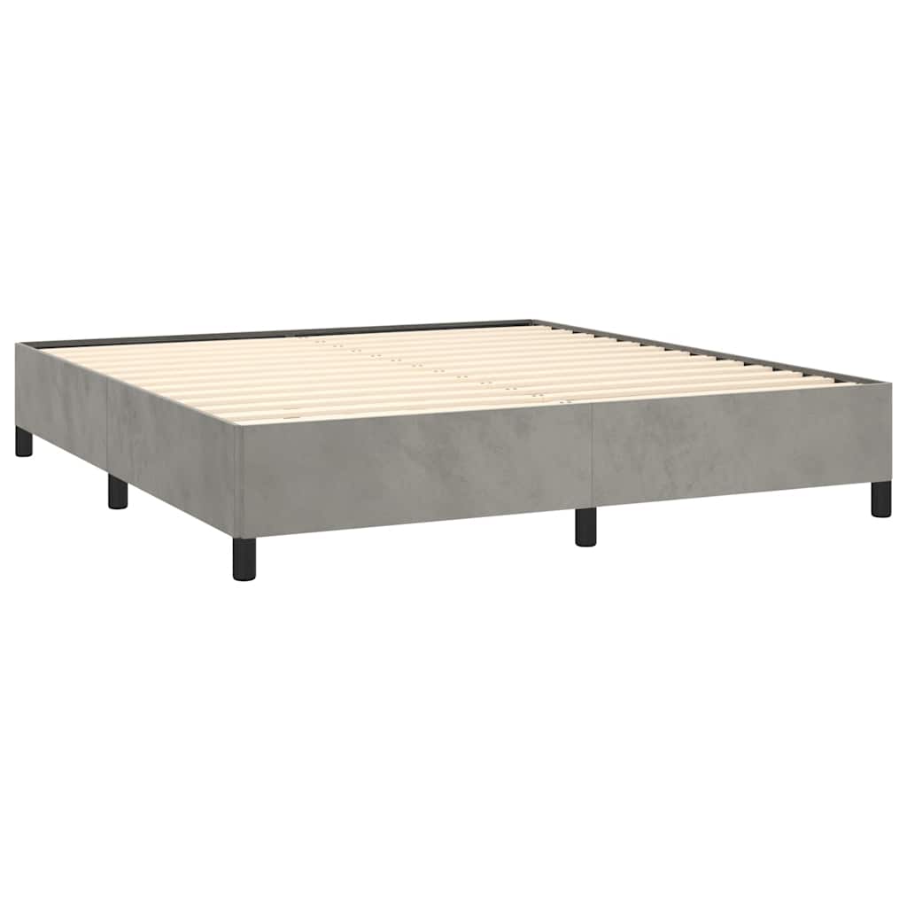 világosszürke bársony ágykeret matrac nélkül 152 x 203 cm queen size méret