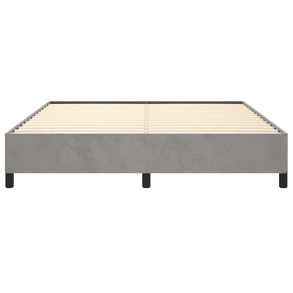 világosszürke bársony ágykeret matrac nélkül 152 x 203 cm queen size méret