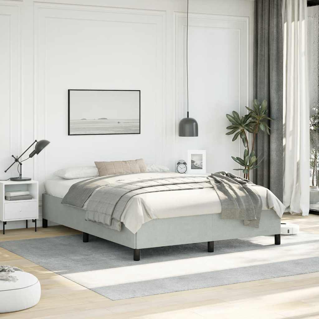 világosszürke bársony ágykeret matrac nélkül 152 x 203 cm queen size méret