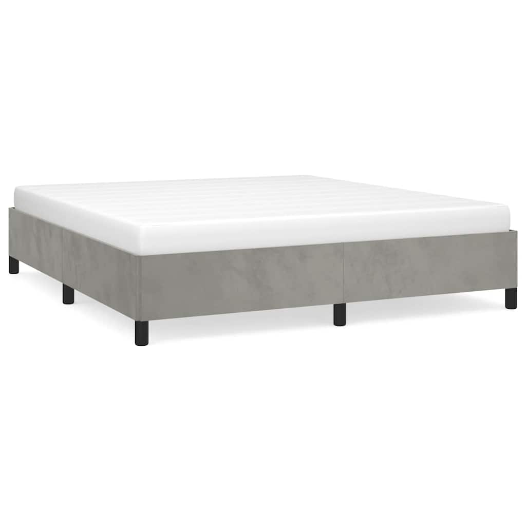 világosszürke bársony ágykeret matrac nélkül 193 x 203 cm king size ágyneműtartós