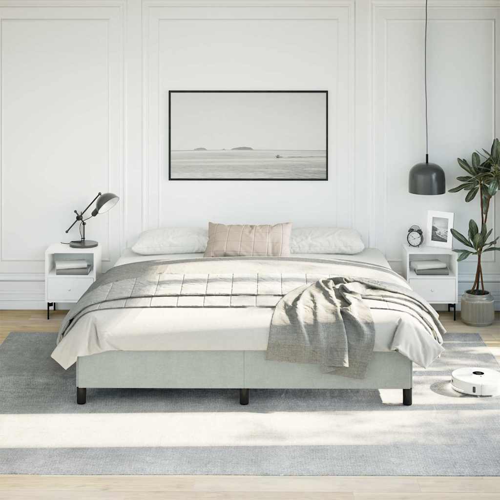 világosszürke bársony ágykeret matrac nélkül 193 x 203 cm king size ágyneműtartós