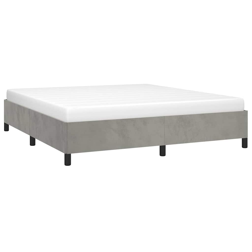 világosszürke bársony ágykeret matrac nélkül 193 x 203 cm king size ágyneműtartós