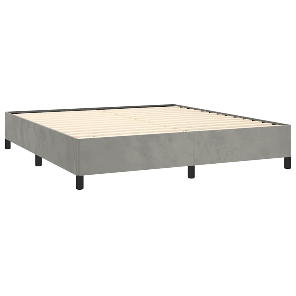 világosszürke bársony ágykeret matrac nélkül 193 x 203 cm king size ágyneműtartós