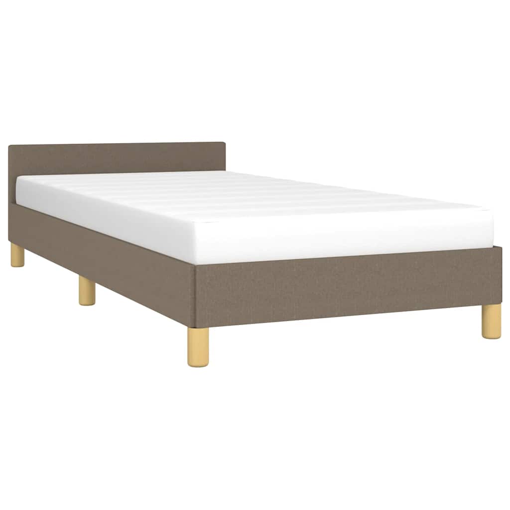 tópszínű szövet ágykeret fejtámlával matrac nélkül 80 x 200 cm