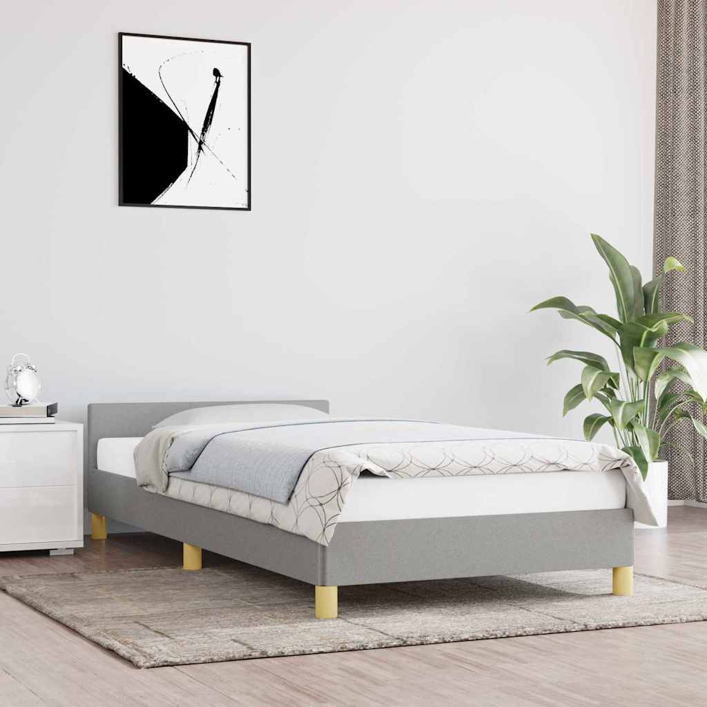 világosszürke szövet ágykeret matrac nélkül 90x190 cm