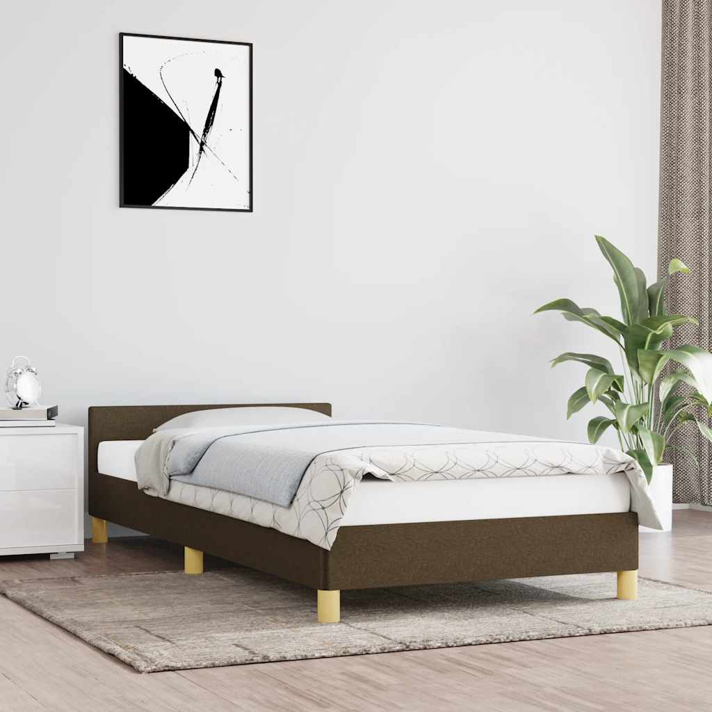 sötétbarna szövet ágykeret matrac nélkül 90x200 cm