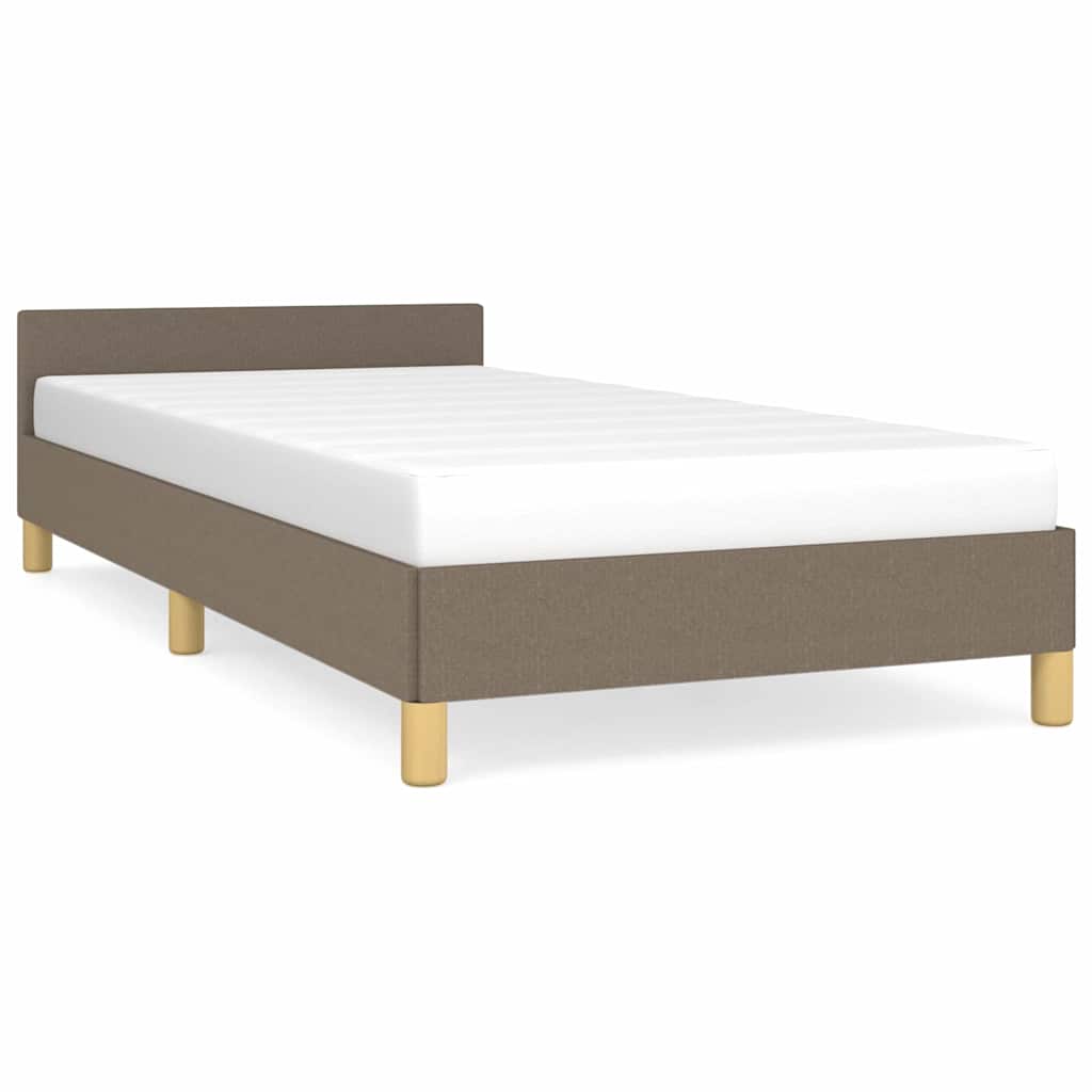 tópszínű szövet ágykeret fejtámlával matrac nélkül 90x200 cm
