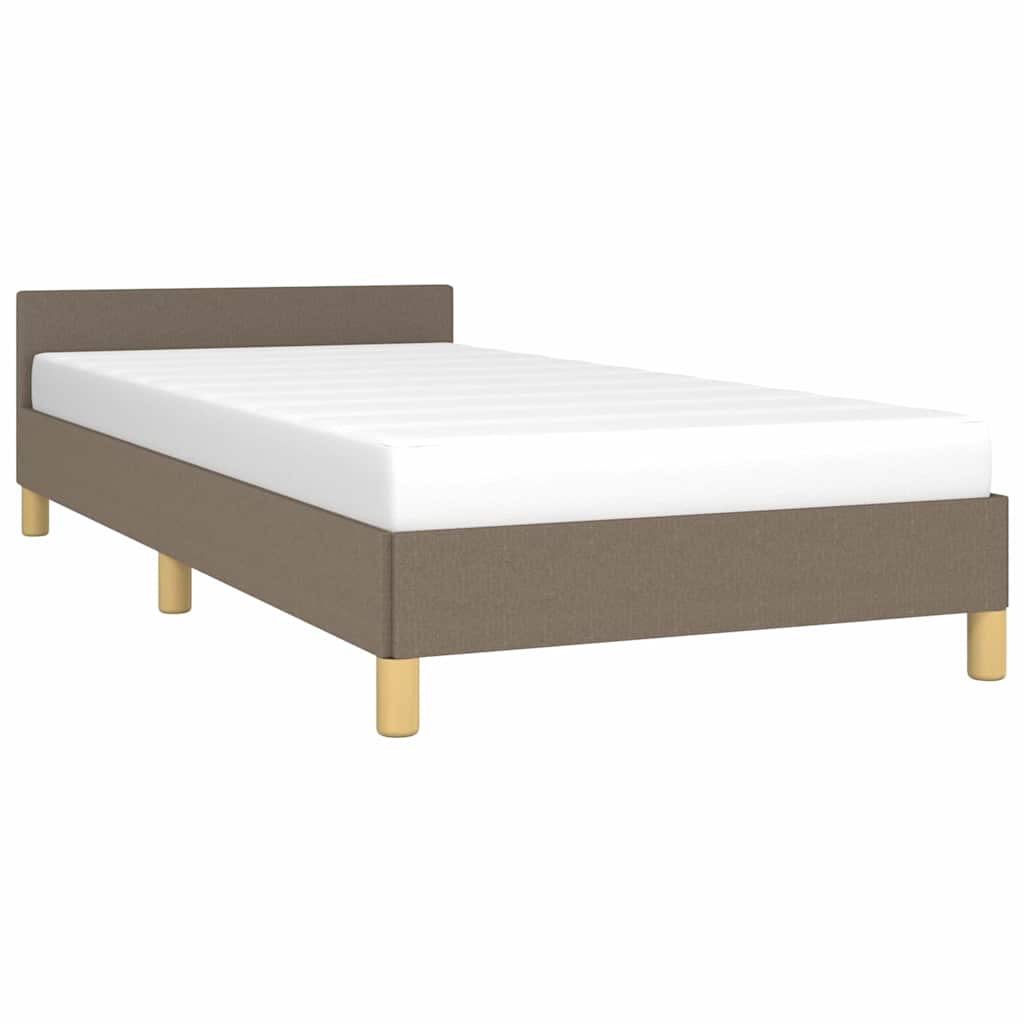 tópszínű szövet ágykeret fejtámlával matrac nélkül 90x200 cm