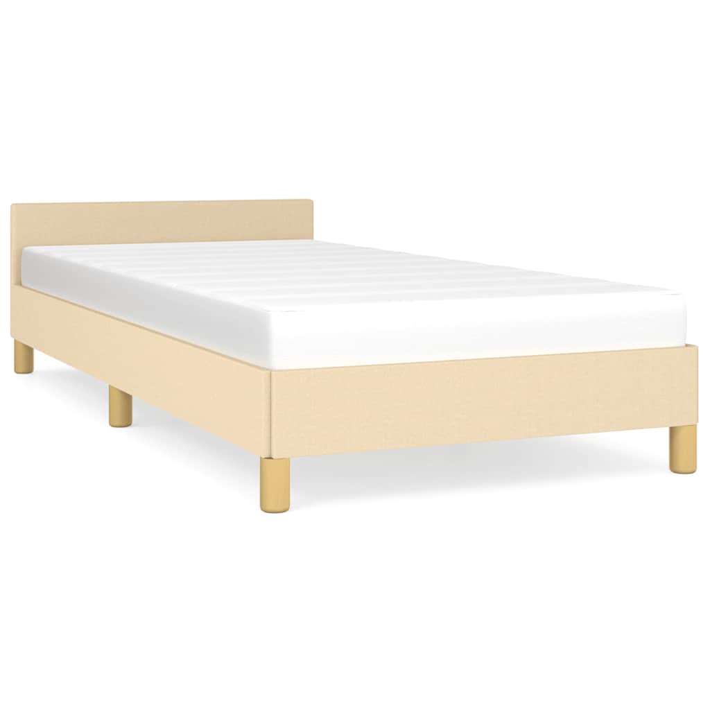 krémszínű szövet ágykeret fejtámlával matrac nélkül 90x200 cm