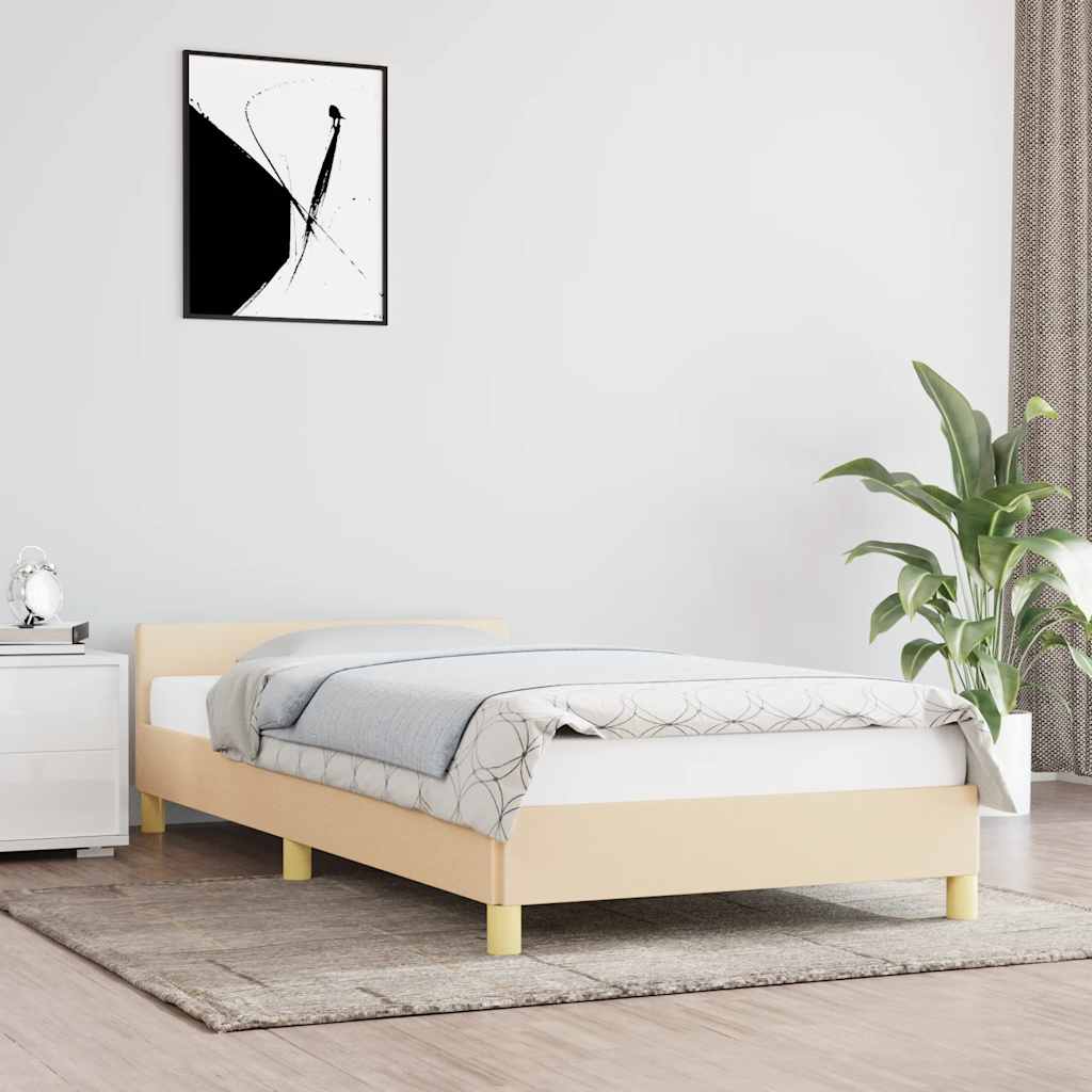 krémszínű szövet ágykeret matrac nélkül 100x200 cm