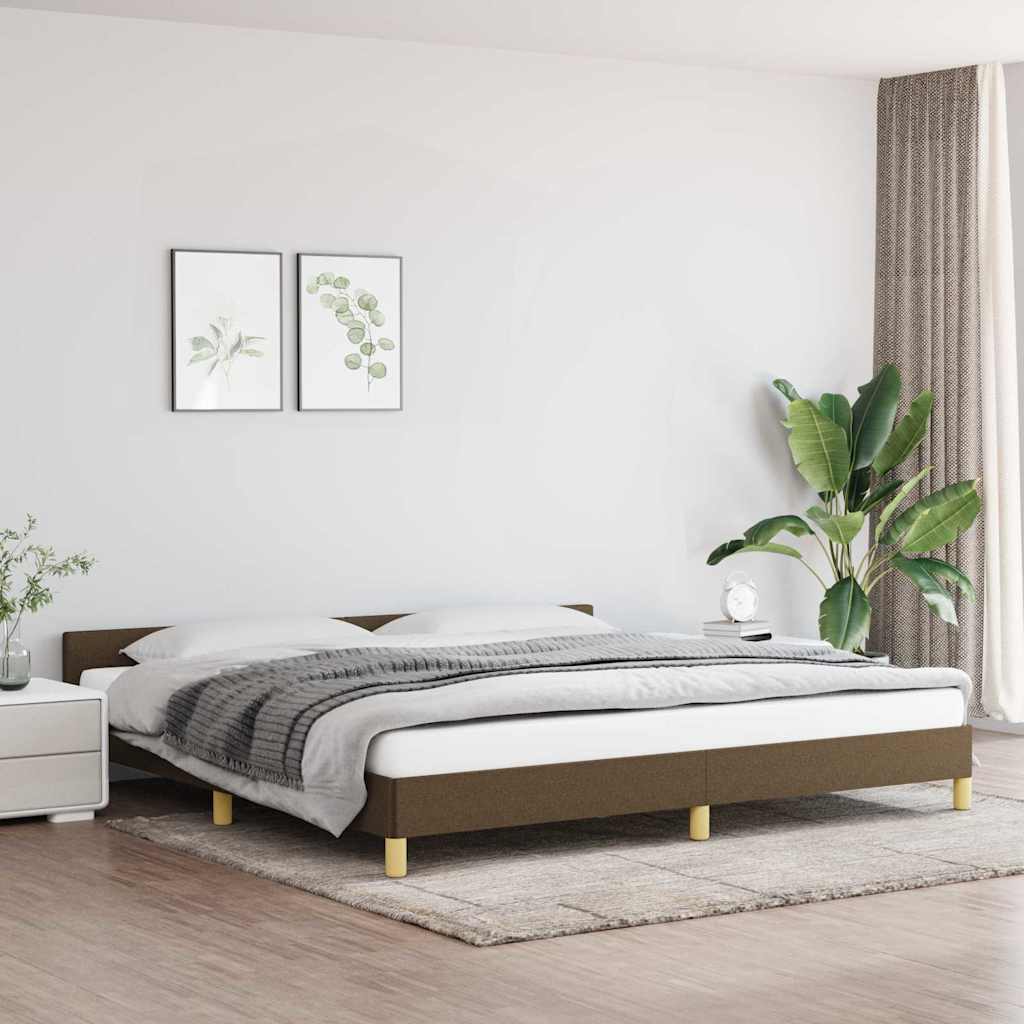 sötétbarna szövet ágykeret matrac nélkül 200 x 200 cm