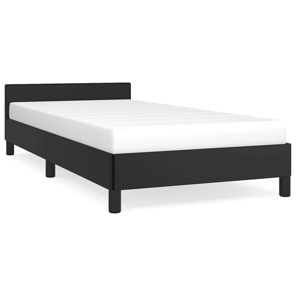fekete ágykeret fejtámlával matrac nélkül 80 x 200 cm