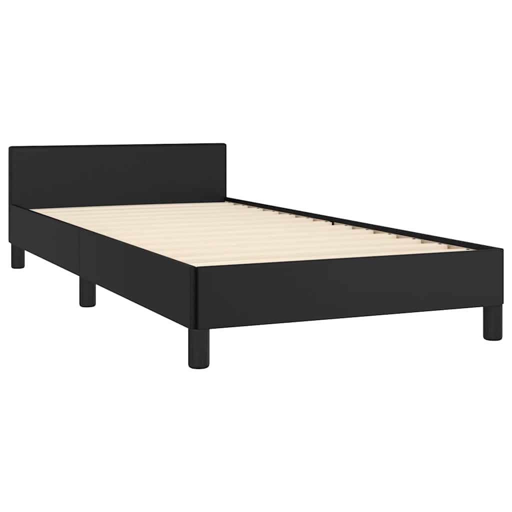 fekete ágykeret fejtámlával matrac nélkül 80 x 200 cm