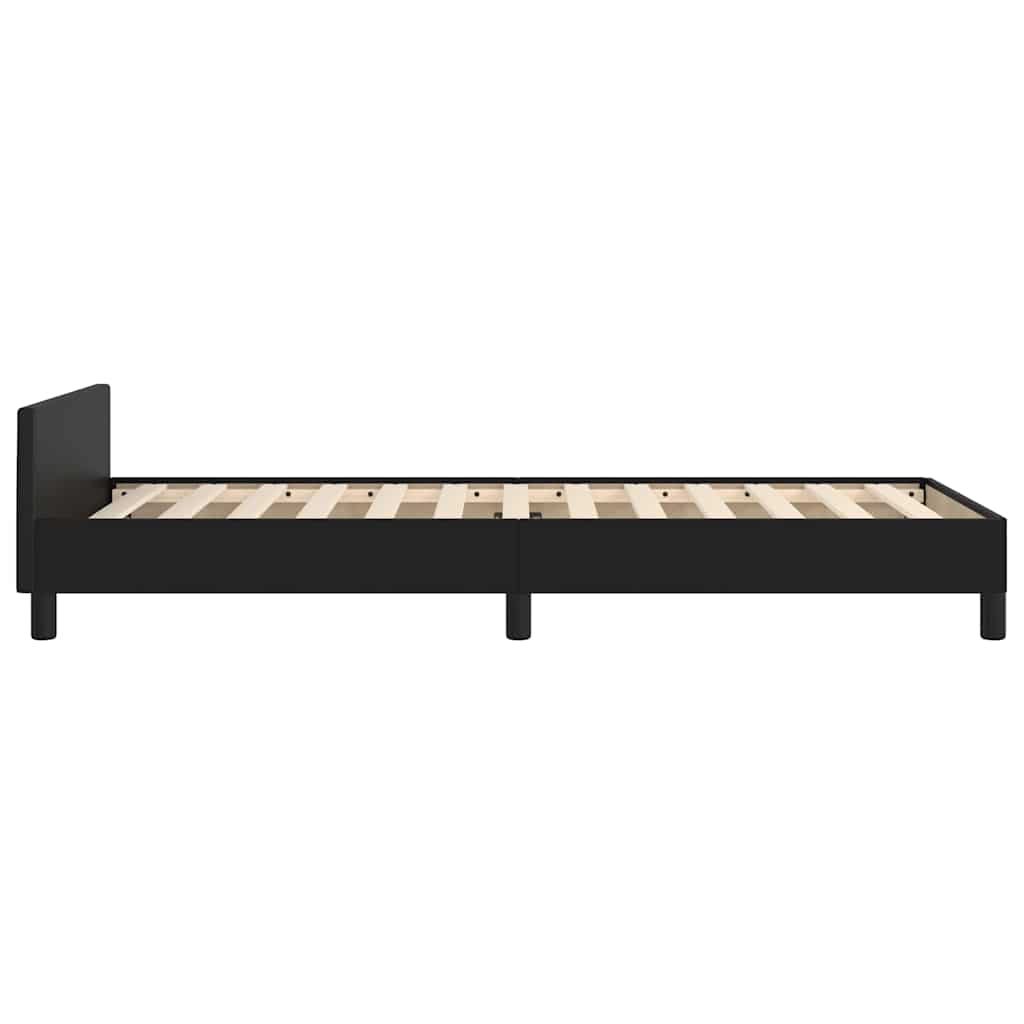 fekete ágykeret fejtámlával matrac nélkül 80 x 200 cm