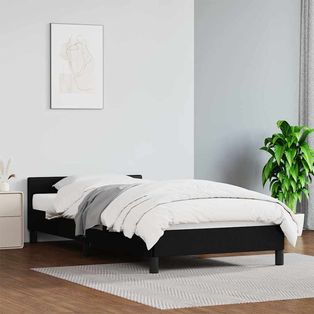fekete ágykeret fejtámlával matrac nélkül 80 x 200 cm