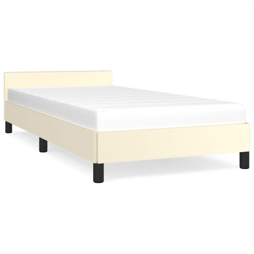 krémszínű ágykeret fejtámlával matrac nélkül 80 x 200 cm
