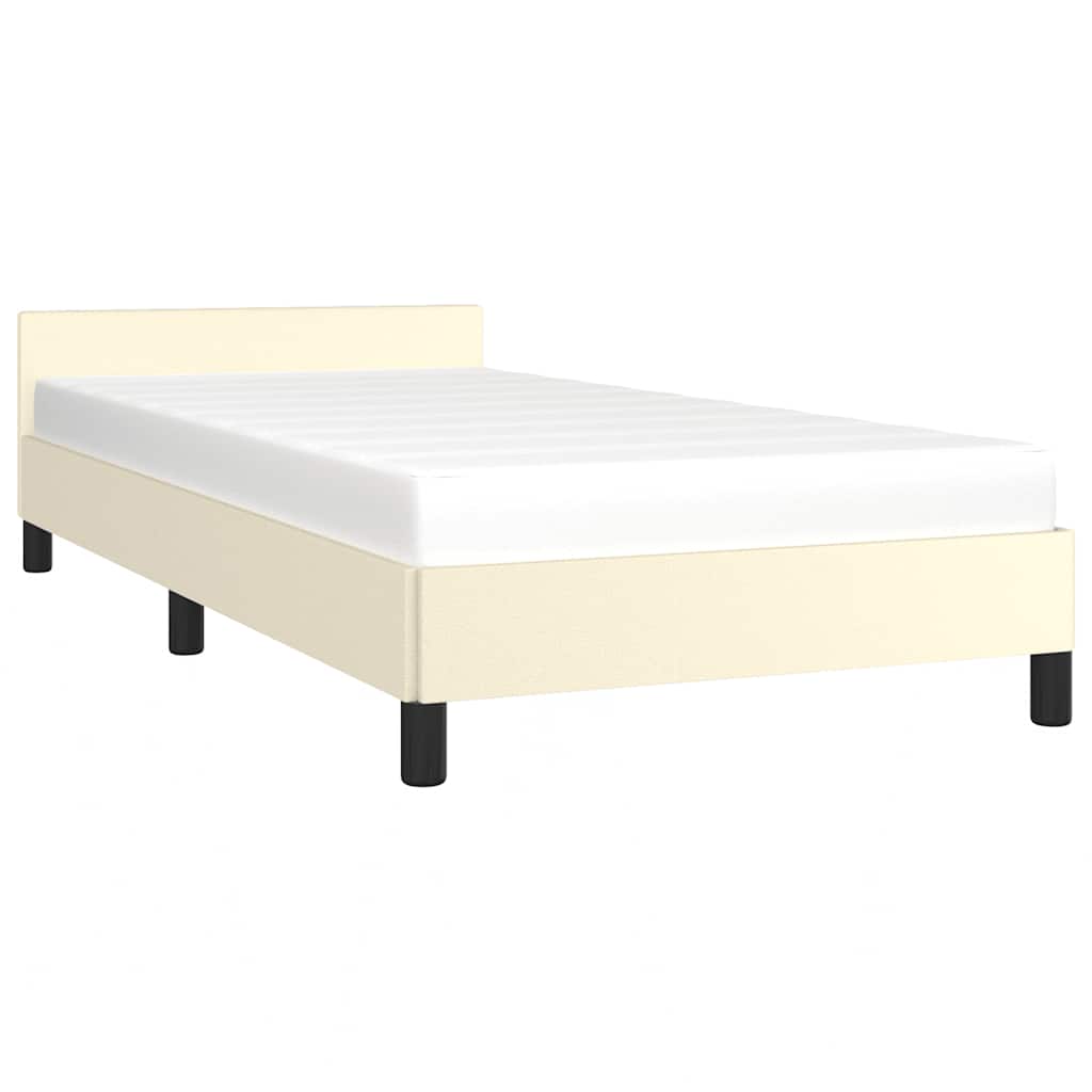 krémszínű ágykeret fejtámlával matrac nélkül 80 x 200 cm