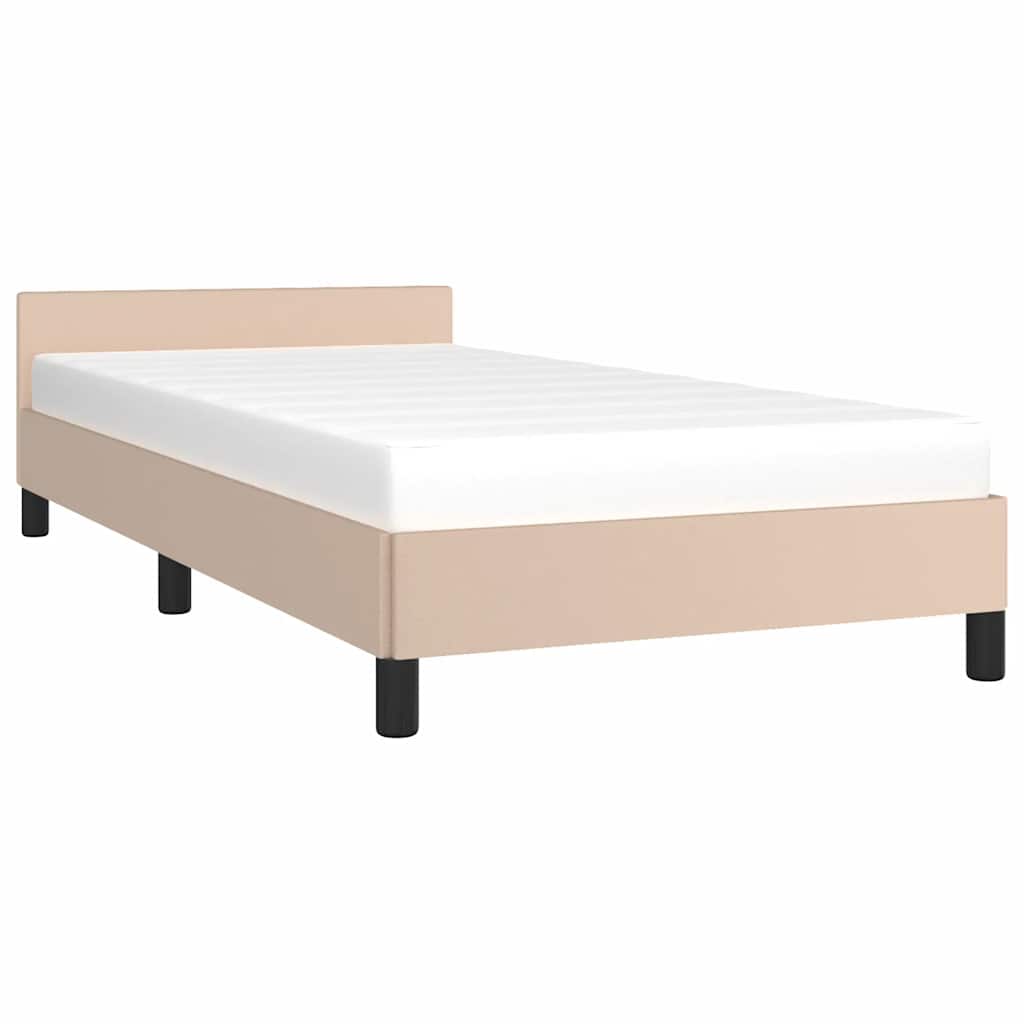 kávészínű ágykeret fejtámlával matrac nélkül 80 x 200 cm