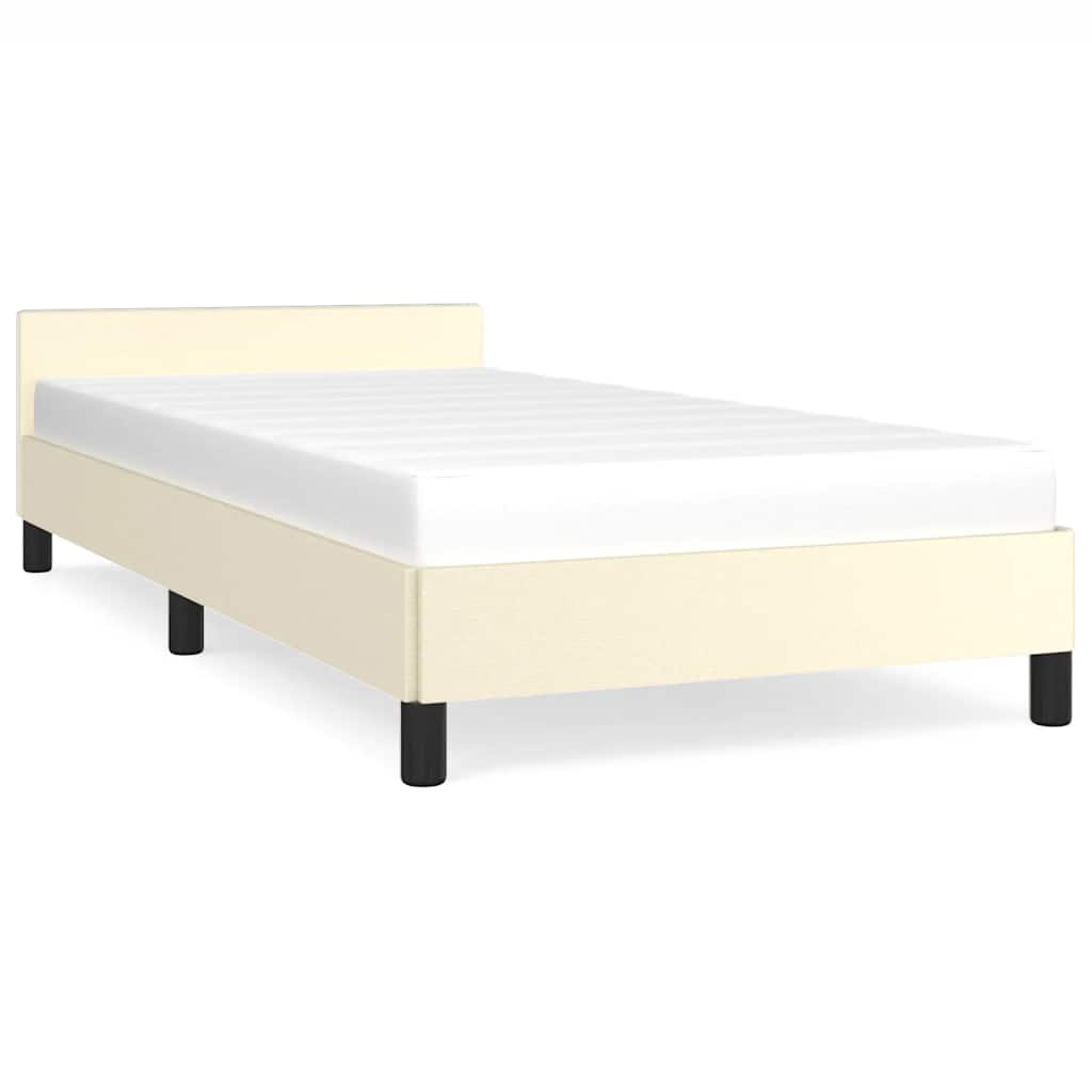 krémszínű ágykeret fejtámlával matrac nélkül 90x200 cm
