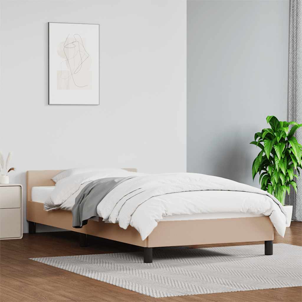 kávészínű ágykeret fejtámlával matrac nélkül 90x200 cm